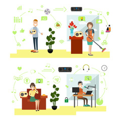 Vector set of radio people symbols, icons in flat style
