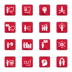 Business training icon set . Vector icons.