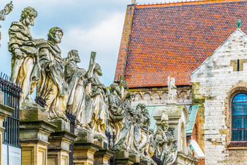 statues of apostles in front of the saint peter and paul church in Krakow/Cracow, Poland.