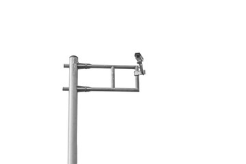 traffic police surveillance CCTV security camera pole isolated on white