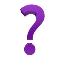 question mark 3d purple interrogation point asking sign symbol icon isolated on white