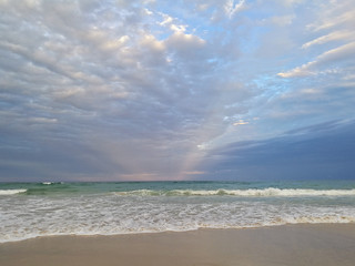 Beautiful calm peaceful beach and quiet sea in the evening