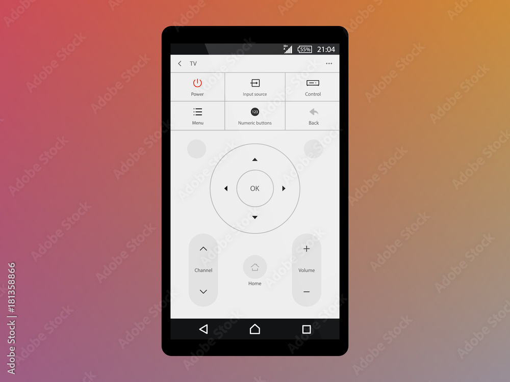 Poster tv set controlled via smartphone with wifi. interface concept smartphone remote control app cellphon