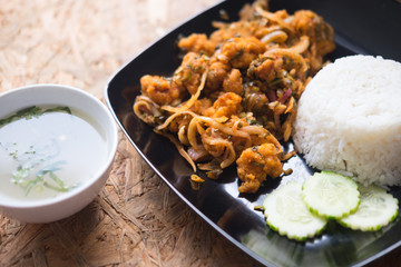 Fried chicken Thai  spicy salad