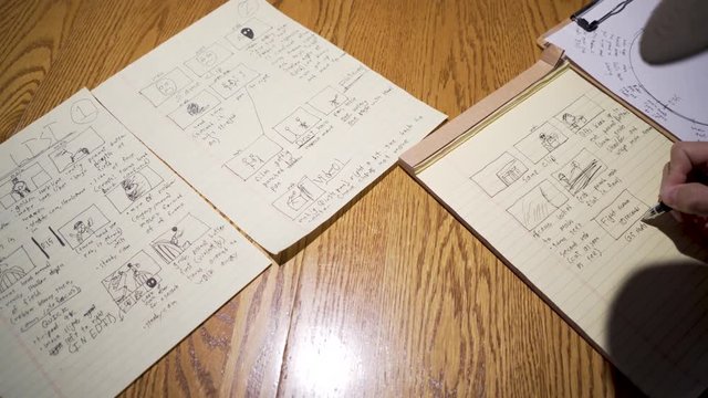 Shot list storyboards for a film production.