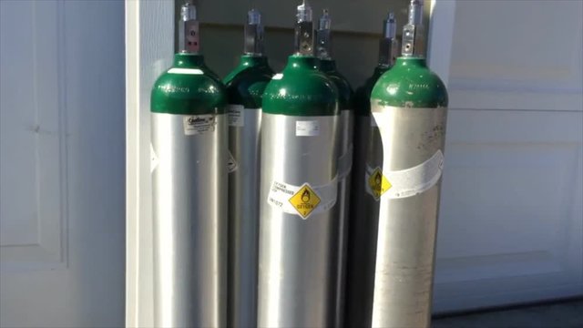 Oxygen in tanks for medical use at home ready for pickup