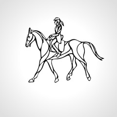 Horse race. Equestrian sport. Silhouette of racing with jockey
