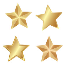 Obraz premium Set falling gold stars vector. Shooting stars isolated white background. Icons of meteorites and comets.