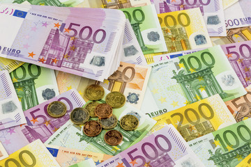 Obraz na płótnie Canvas many different euro bills