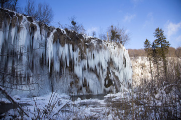Winter on Plitvice lakes, national park in Croatia