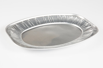 Metal baking pan isolated on white background