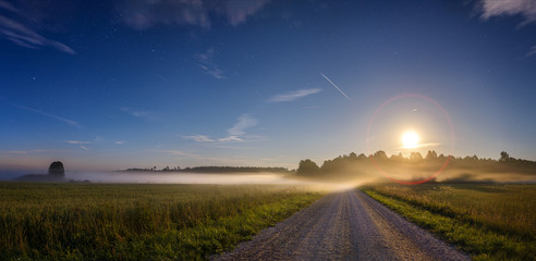 Moonrise on a wonderful evening with fog.
