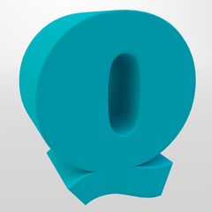 3d rendering. White letters on a light background. Capital letter.