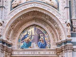 Annunication at the Mandorla gate at the Cathedral of Florence, Italy