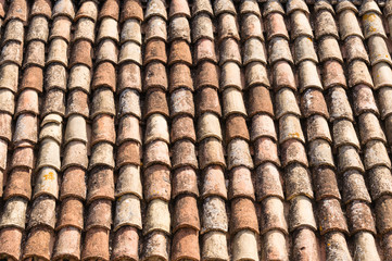 Traditional roof in clay tiles of ancient Italian villages