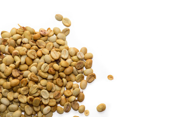 coffee beans dry on white background