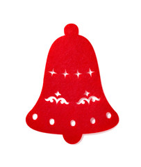 christmas decoration of a red flat bell on white