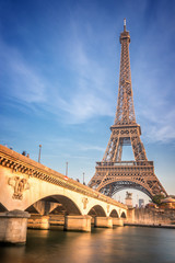 Fototapeta na wymiar Iena bridge and Eiffel tower, Paris France