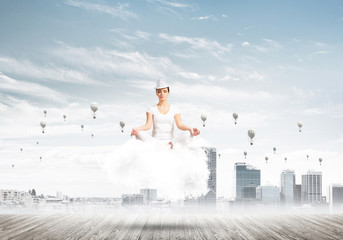 Young woman keeping mind conscious.