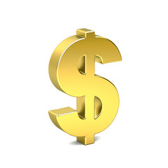 Dollar Gold Symbol in style. 3D Render Illustration