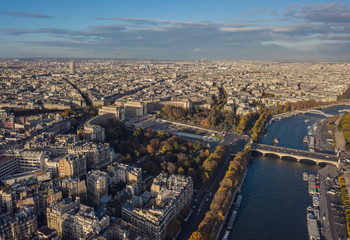 Cityscape of Paris. Aerial view of Trocadero square