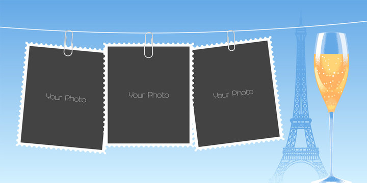 Collage of photo frames vector background