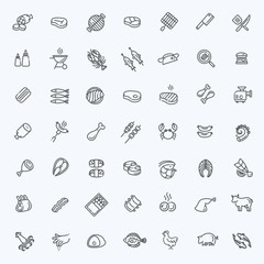 Simple Set of Meat Related Vector Line Icons