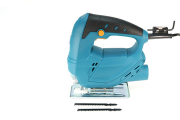 Electric jigsaw for cutting on white background. Professional cutting tool.