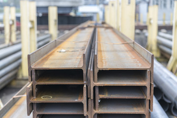 Iron channel bars on the rack
