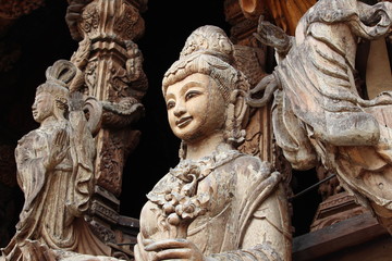 Fototapeta premium Carved figure at Sanctuary of Truth Pattaya Thailand