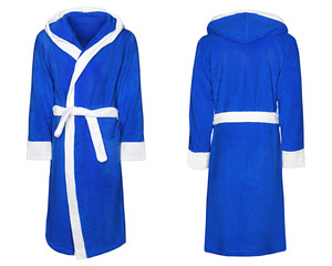 blue bathrobe for home, isolated white background