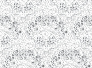 Floral seamless pattern for your design. Modern fabric design. Floral seamless pattern for coloring. Vector illustration. Backgrounds.