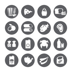 Different food vector icon. shop circle sign.