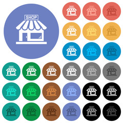 Store front round flat multi colored icons