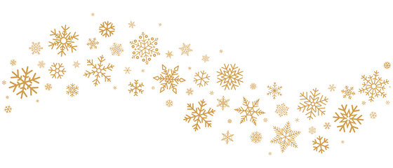 Gold snowflakes border, Christmas wave decoration