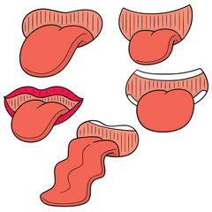 vector set of mouth and tongue