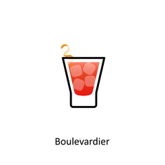Boulevardier cocktail icon on white background