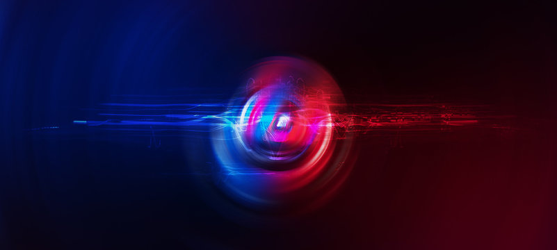 Abstract high tech background in Red and Blue tone with radial blur effect