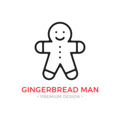 Gingerbread man line icon. Christmas cookie. Vector outline icon