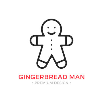 Gingerbread Man Line Icon. Christmas Cookie. Vector Outline Icon