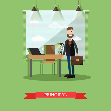 School Principal Concept Vector Illustration In Flat Style