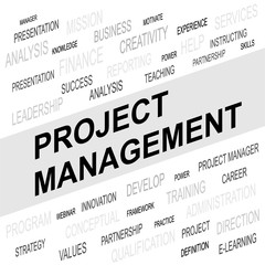 Word cloud of project management related items. Business concept. 