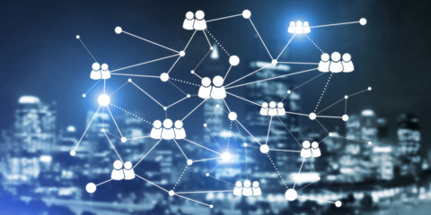 Modern wireless technologies as means of communucation and networking on dark background