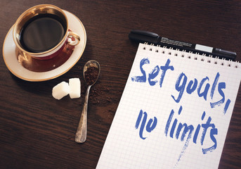 Set goals, no limits reminder, on notebook