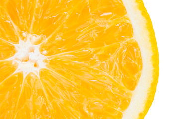 closeup slice of fresh orange isolated on white background. with clipping path