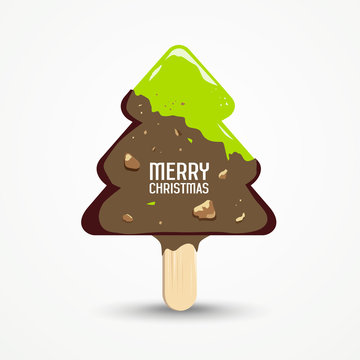  Happy Merry Christmas Ice Cream design background, vector illustrations