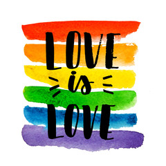Gay pride. Text on rainbow texture.