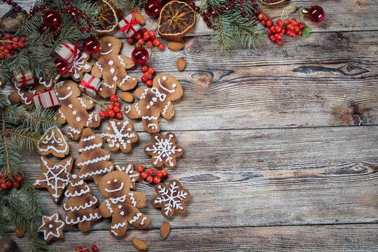 Christmas cookies on a wooden