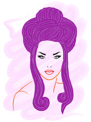 Model with violet hair