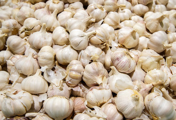 Garlic on the counter on the market